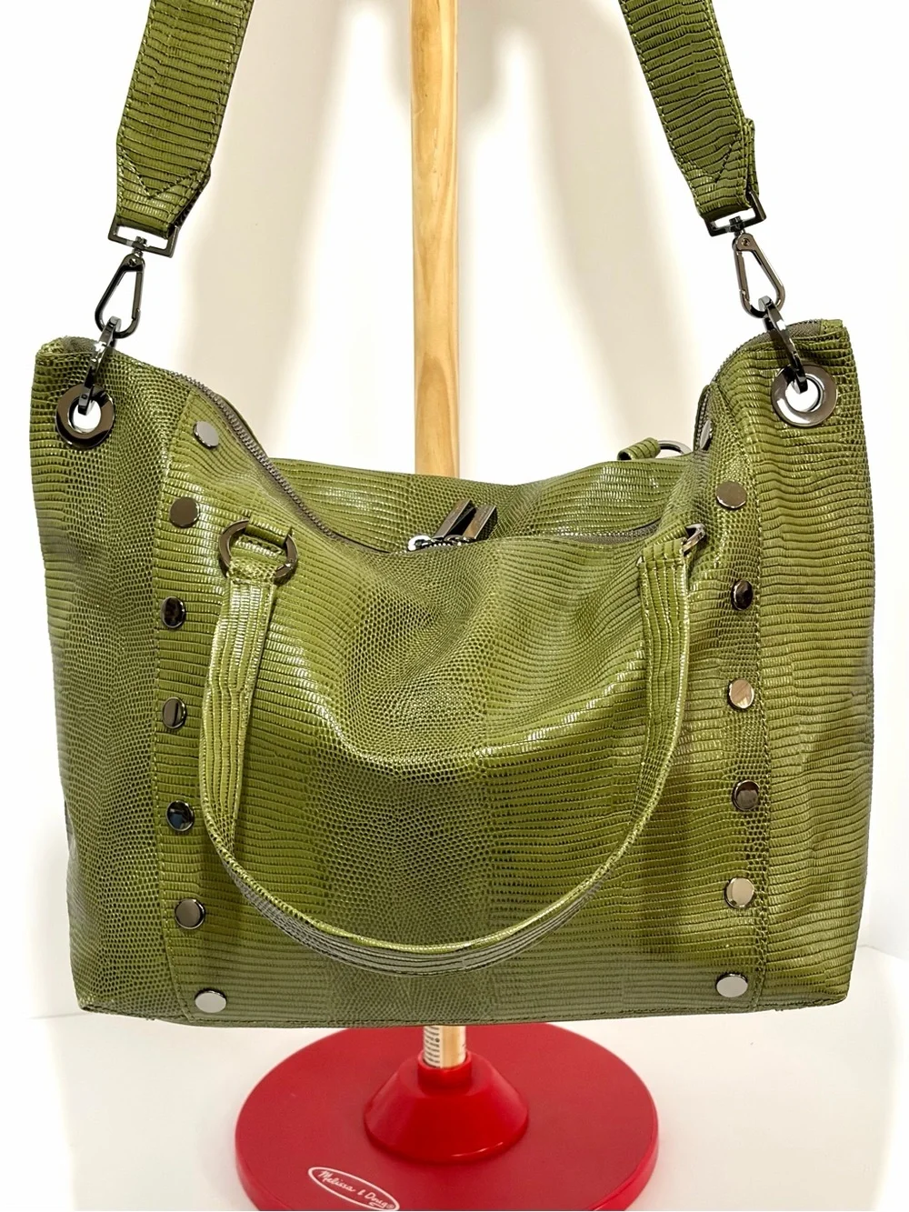 HAMMITT Daniel LG Satchel In Evergreen Lizard 🦎/Gunmetal Hardware EUC!!